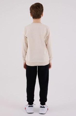 U.s Polo Asnn.Erkek Çocuk Çizgi Detaylı Sweatshirt Ve Eşofman takımı 9-15 Yaş BEJ