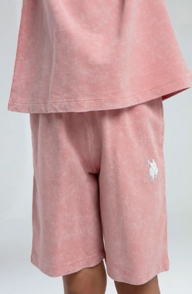 U.s Polo Asnn.Kız Çocuk Tişört Ve Bermuda Takım 4-8 Yaş RETRO PEMBE