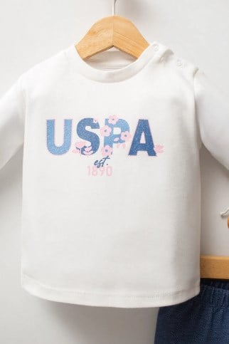 U.s Polo Ass.  Bebek Fermuarlı Kapüşonlu 3'Lü Takım 6-36 Ay MAVİ