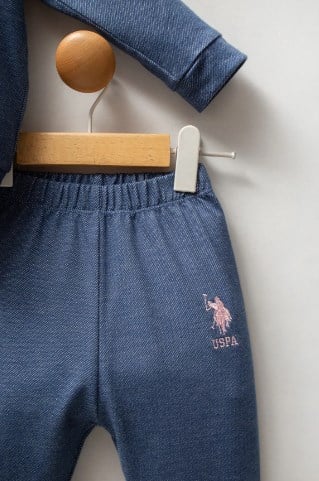 U.s Polo Ass.  Bebek Fermuarlı Kapüşonlu 3'Lü Takım 6-36 Ay MAVİ