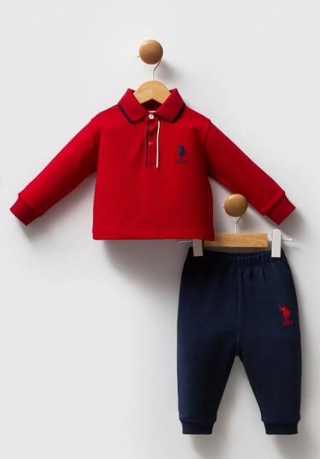 U.s Polo Assn. Erkek Bebek Polo Yaka Üst Tasarım 6-36 Ay KIRMIZI