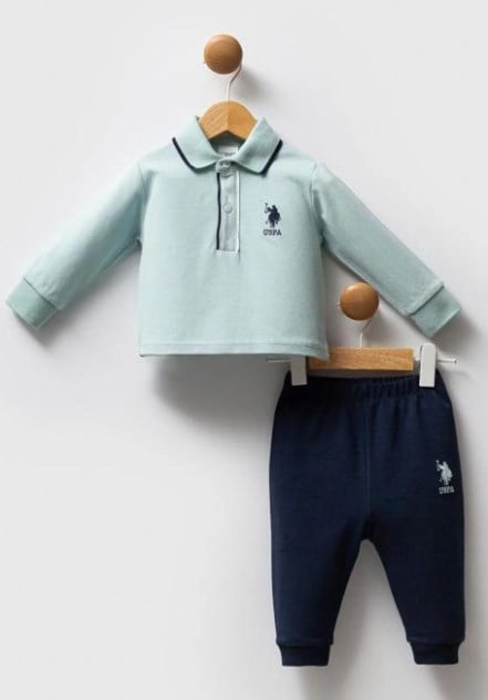 U.s Polo Assn. Erkek Bebek Polo Yaka Üst Tasarım 6-36 Ay SU YEŞİLİ