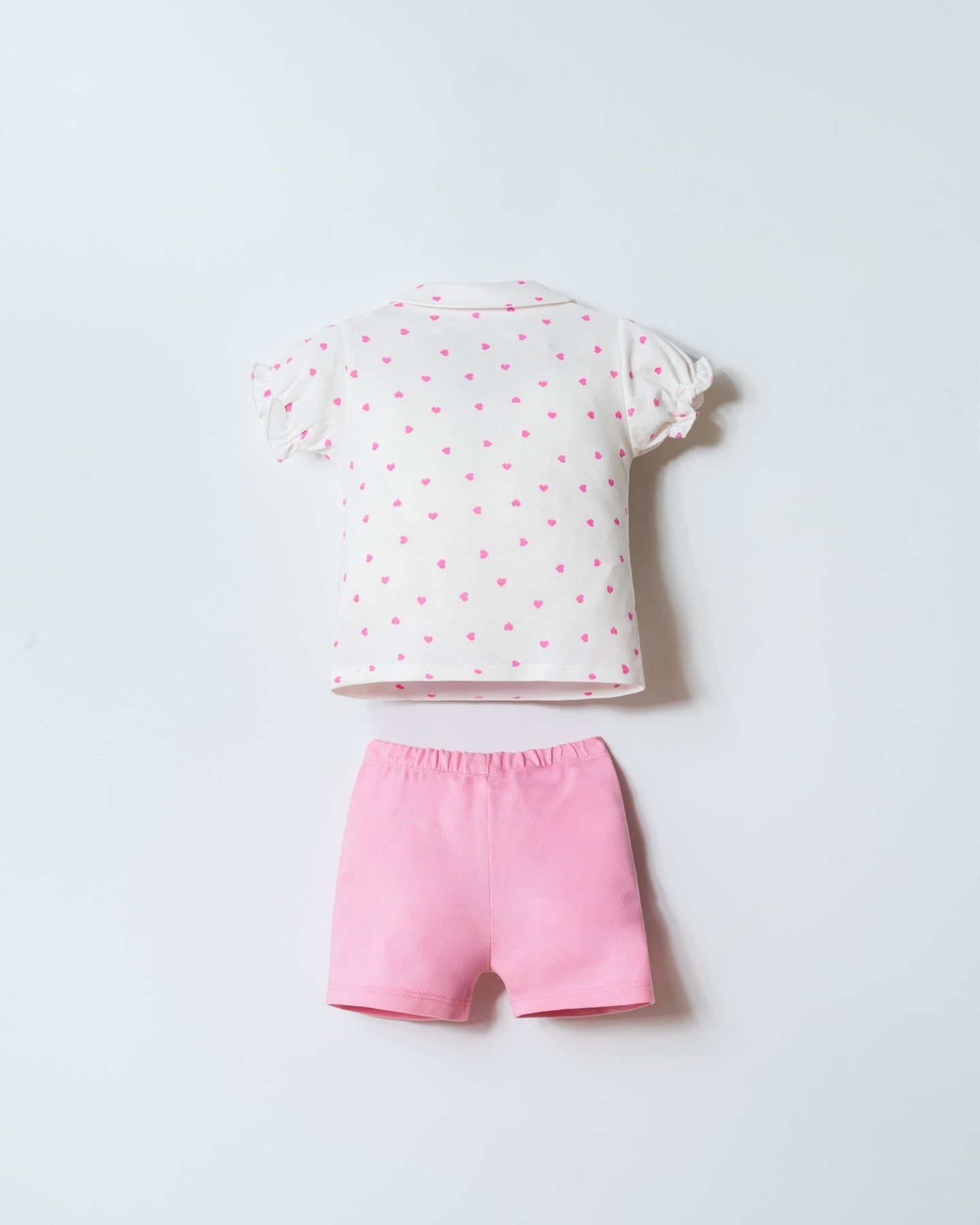 U.s Polo Assn. Kız Bebek Polo Yaka Kalp Desenli Şortlu Takım 6-36 Ay EKRU
