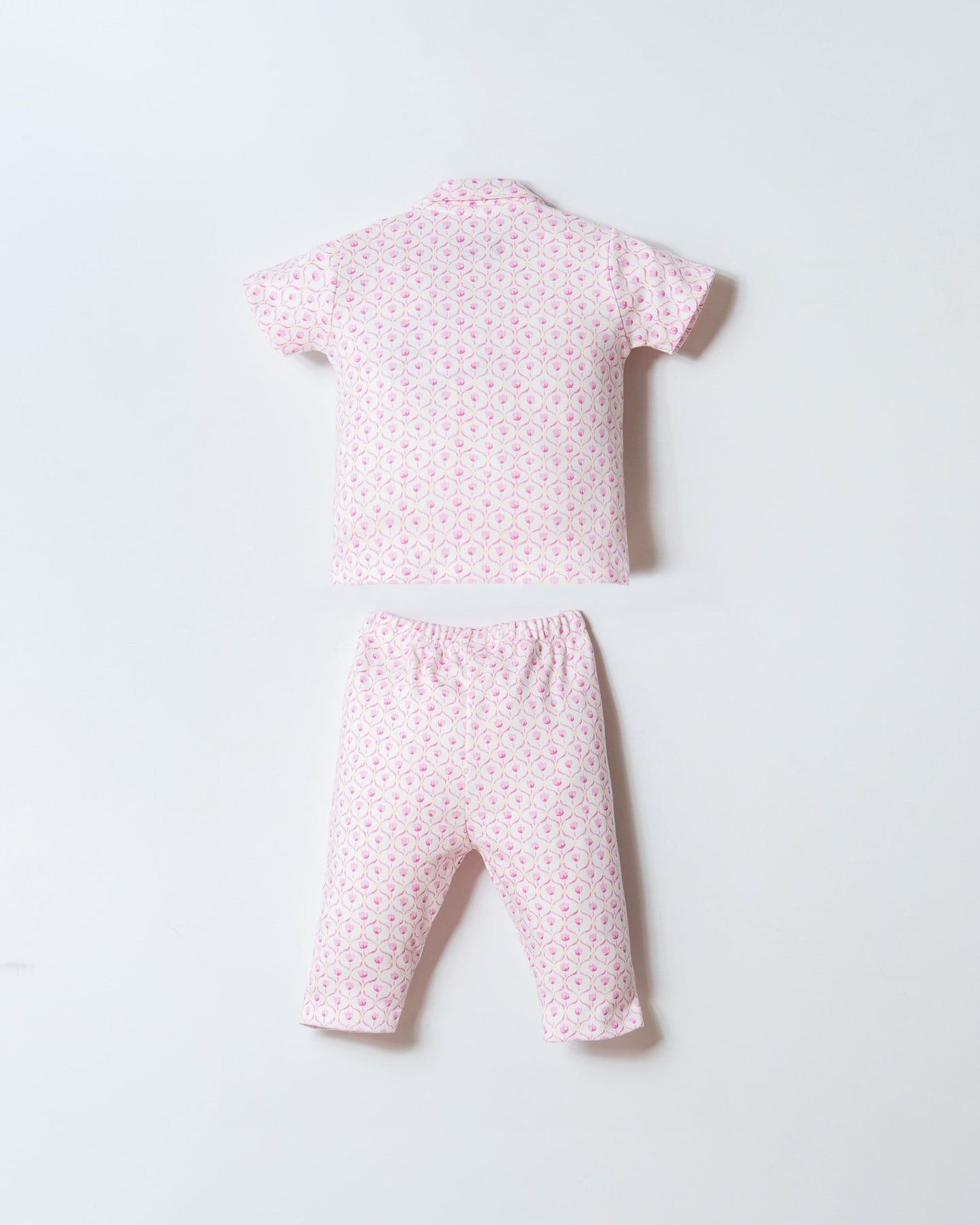 U.s Polo Assn.Kız Bebek Desenlli Kısa Kollu Gömlek Pijama Takımı 6-36 Ay EKRU