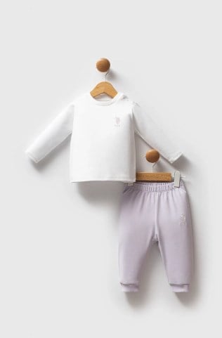 U.s Polo Assn.Kız Bebek Bulut Desenli 3'Lü Takım 6-36 Ay LİLA