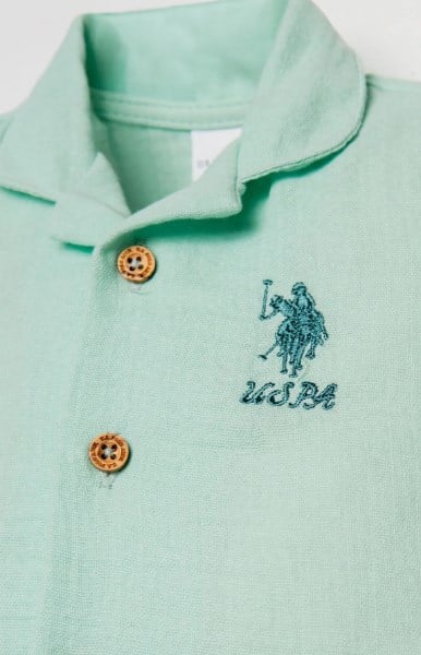 U.S Polo Assn. Kız Bebek Müslin Gömlek Pijama Takımı 6 Ay-3 Yaş NİL YEŞİLİ
