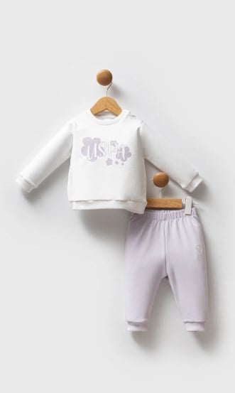 U.s Polo Assn. Kız Bebek Uspa Baskılı 2'Li Takım 6-36 Ay BEYAZ - LİLA