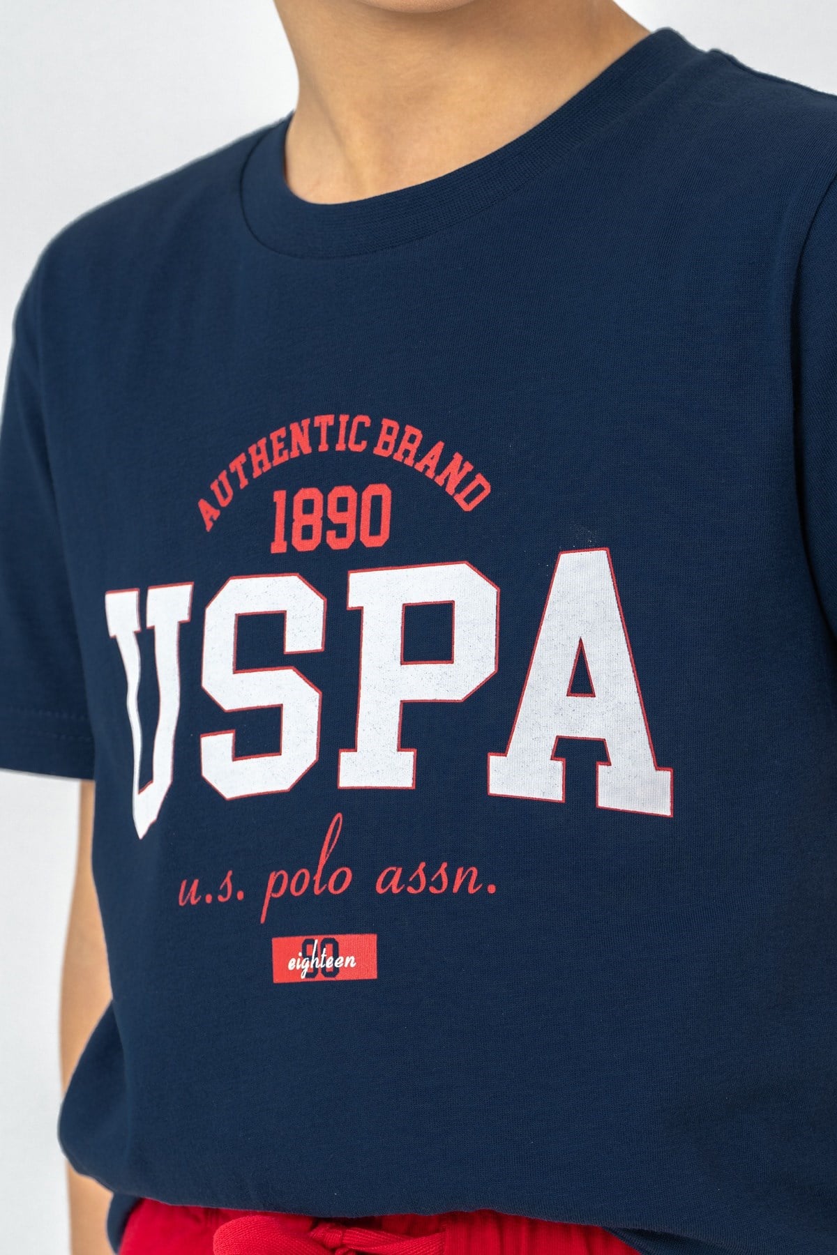 U.s Polo Assn.Erkek Çocuk Bisiklet Yaka Arma Nakış Detaylı Bermuda Takım 4-8 Yaş KOYU İNDİGO