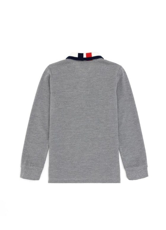 U.s Polo Assn. Erkek Çocuk Polo Yaka Tasarımı Arma Nakış Detaylı Sweatshirt 3-14 Yaş GRİ MELANJ
