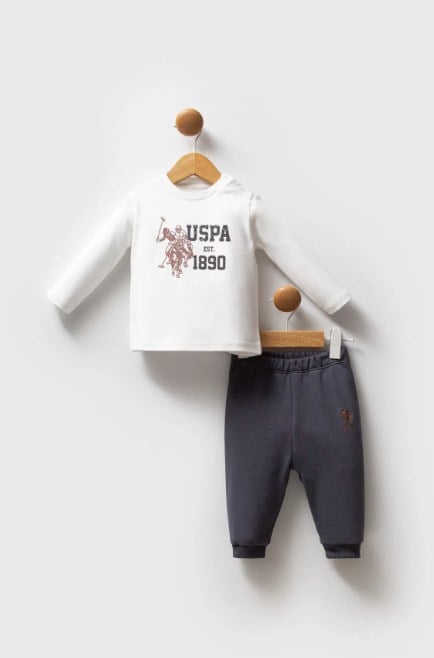 U.s Polo Assn. Erkek Bebek Fermuarlı Ön Kapama 3'Lü Takım 6-36 Ay FÜME