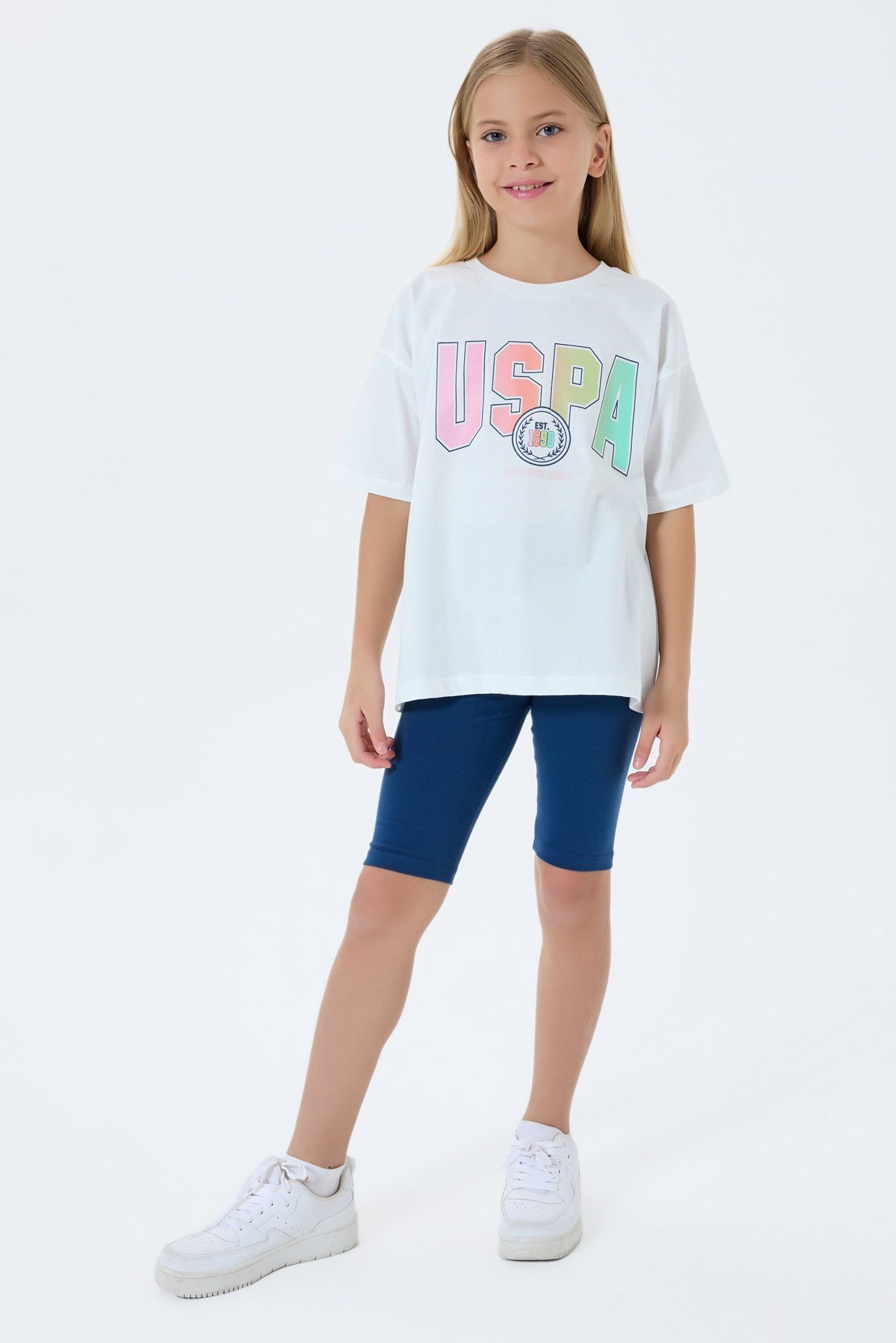 U.s Polo Assn. Kız Çocuk  Kısa Kollu 2'Li  Takım 9-15 Yaş BEYAZ