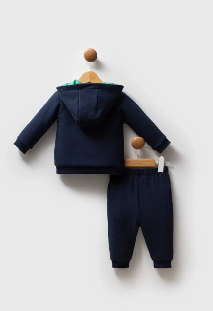 U.s Polo Assn. Erkek Bebek Şerit Detaylı Modern Görünüm  3'Lü Takım 6-36 Ay LACİVERT - YEŞİL
