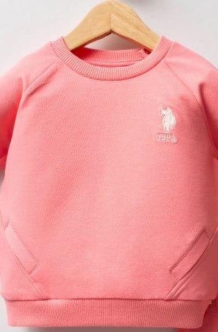 U.s Polo Assn. Kız Bebek Uzun Kollu Lastikli Bel Basic 2'Li Takım 6-36 Ay NEON PEMBE