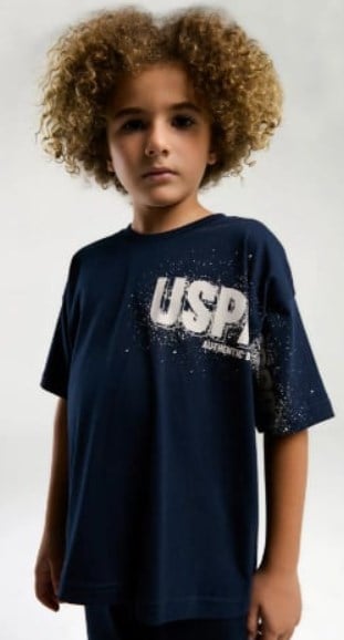 U.s Polo Assn. Erkek Çocuk Kısa Kollu Uspa Yazı Baskılı İkli Takım 9-15 Yaş LACİVERT