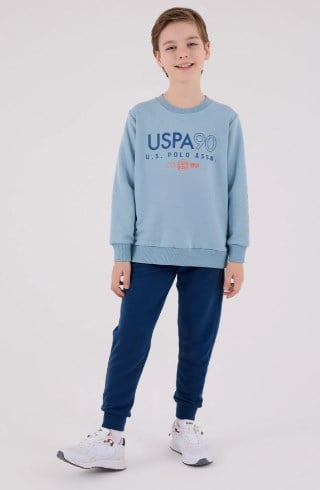 U.s Polo Assn. Erkek Çocuk Baskı Detaylı Uzun Kollu Bisiklet Yaka Sweatshirt 9-15 Yaş SOFT YEŞİL