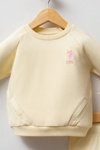 U.s Polo Assn. Kız Bebek Uzun Kollu Lastikli Bel Basic 2'Li Takım 6-36 Ay LİMON