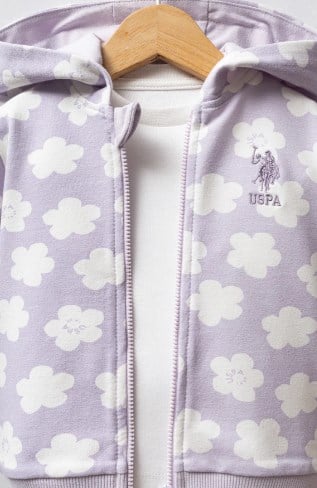 U.s Polo Assn.Kız Bebek Bulut Desenli 3'Lü Takım 6-36 Ay LİLA