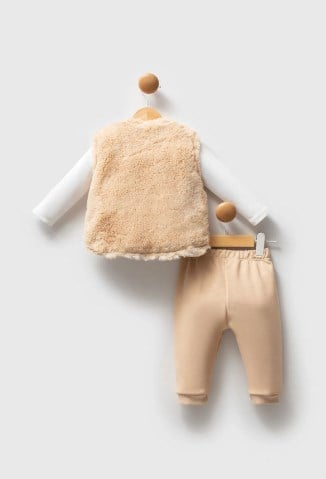 U.s Polo Assn.Kız Bebek Uzun Kollu Üst Yelek Ve Alt 3'Lü Takım 6-36 Ay BEJ