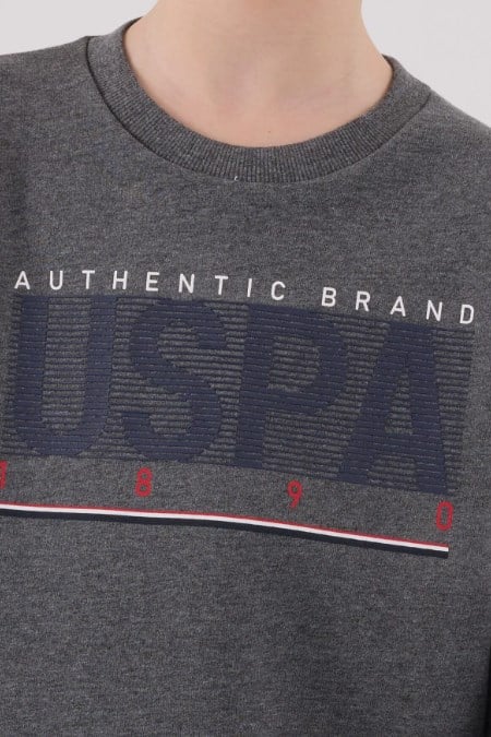 U.s Polo Assn.Erkek Çocuk Uzun Kollu Bisiklet Yaka Göğüs Yazı Baskı Detay Paça Lastikli Eşofman Takımı 9-15 Yaş ANTRASİT MELANJ