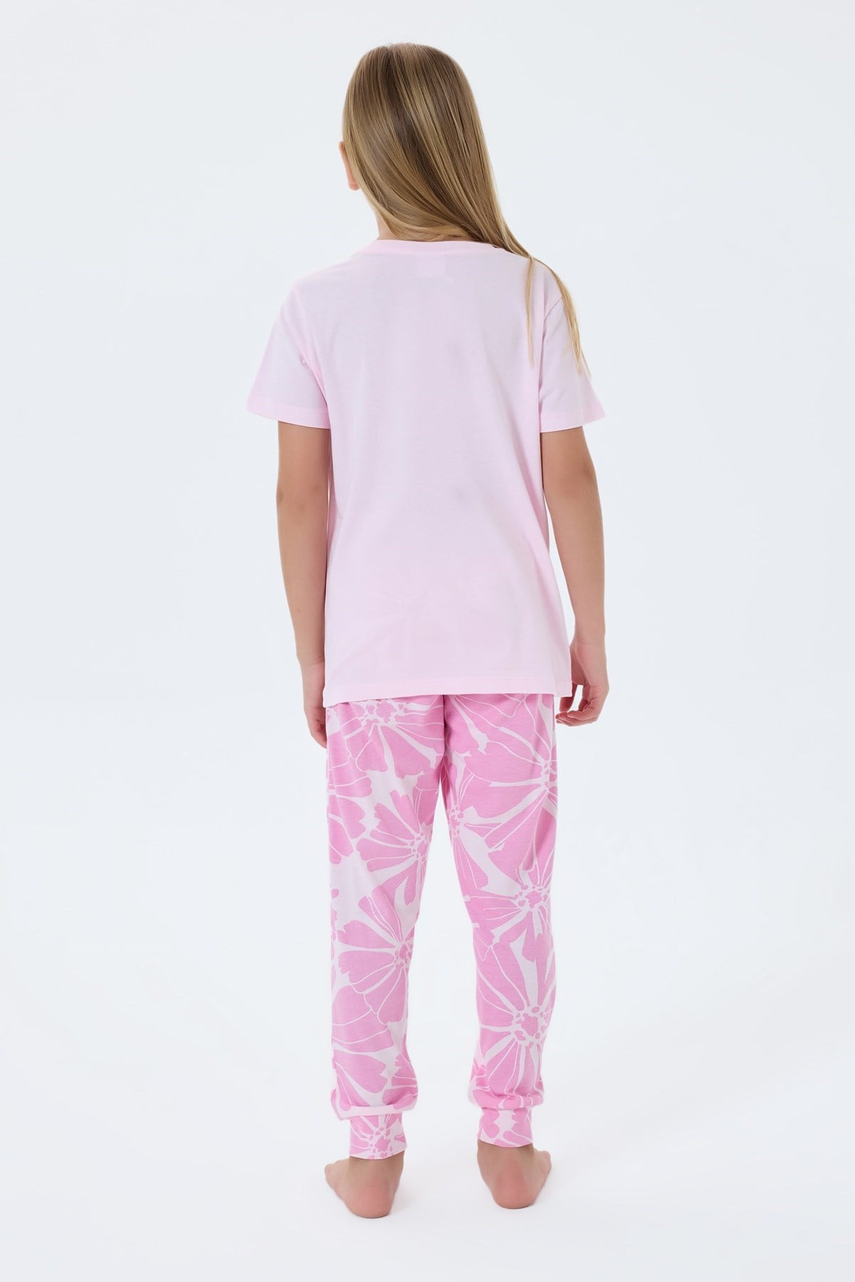 U.s Polo Assn. Kız Çocuk Kısa Kollu Tşört Ve Desenli Pantolon 9-15 Yaş PEMBE