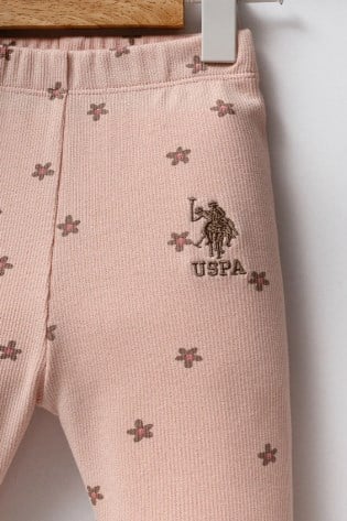 U.s Polo Assn. Kız Bebek Omuzları Fırfır Detaylı 2'Li Takım 6-36 Ay VİZON