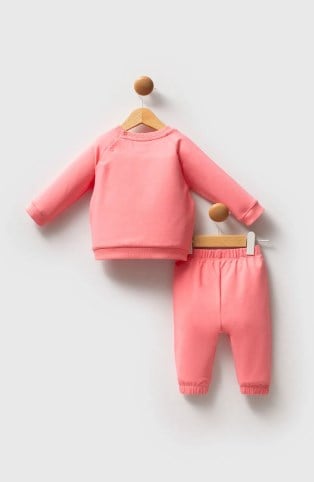 U.s Polo Assn. Kız Bebek Uzun Kollu Lastikli Bel Basic 2'Li Takım 6-36 Ay NEON PEMBE