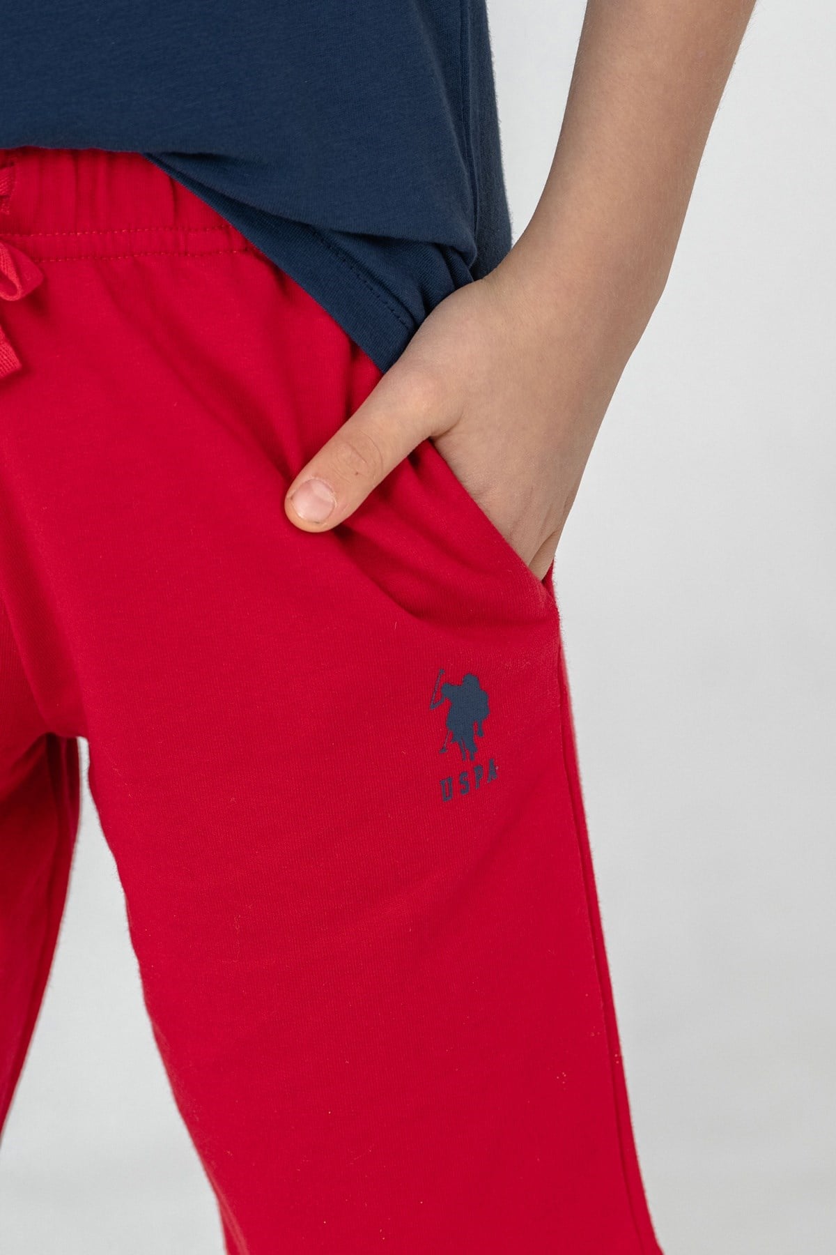 U.s Polo Assn.Erkek Çocuk Bisiklet Yaka Arma Nakış Detaylı Bermuda Takım 4-8 Yaş KOYU İNDİGO