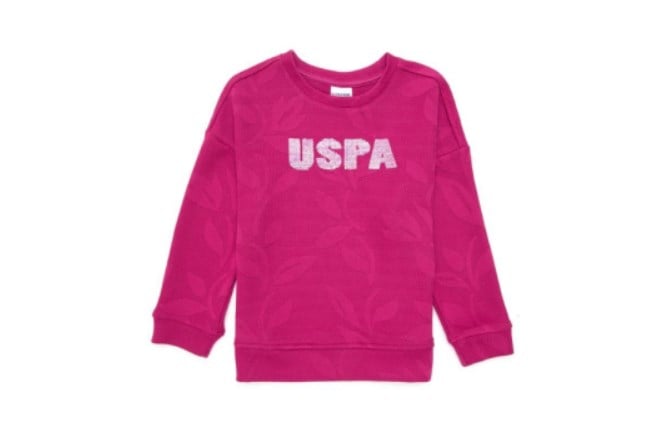 U.s Polo Assn. Kız Çocuk  Uspa Yazı Detaylı Uzun Kollu Bisiklet Yaka Sweatshirt 3-14 Yaş FUŞYA