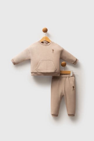 U.s Polo Assn. Erkek Bebek Uzun Kollu Üst Ve Alt Parçadan Oluşan 2li Takım 6-36 Ay KUM