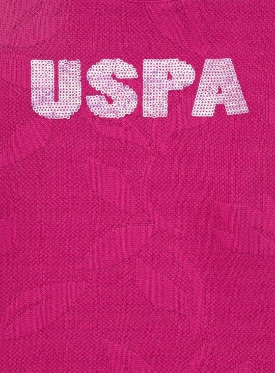 U.s Polo Assn. Kız Çocuk  Uspa Yazı Detaylı Uzun Kollu Bisiklet Yaka Sweatshirt 3-14 Yaş FUŞYA