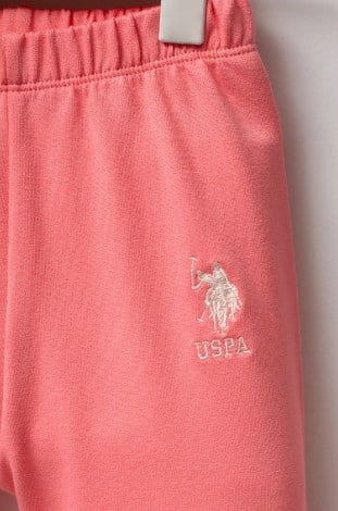 U.s Polo Assn. Kız Bebek Uzun Kollu Lastikli Bel Basic 2'Li Takım 6-36 Ay NEON PEMBE