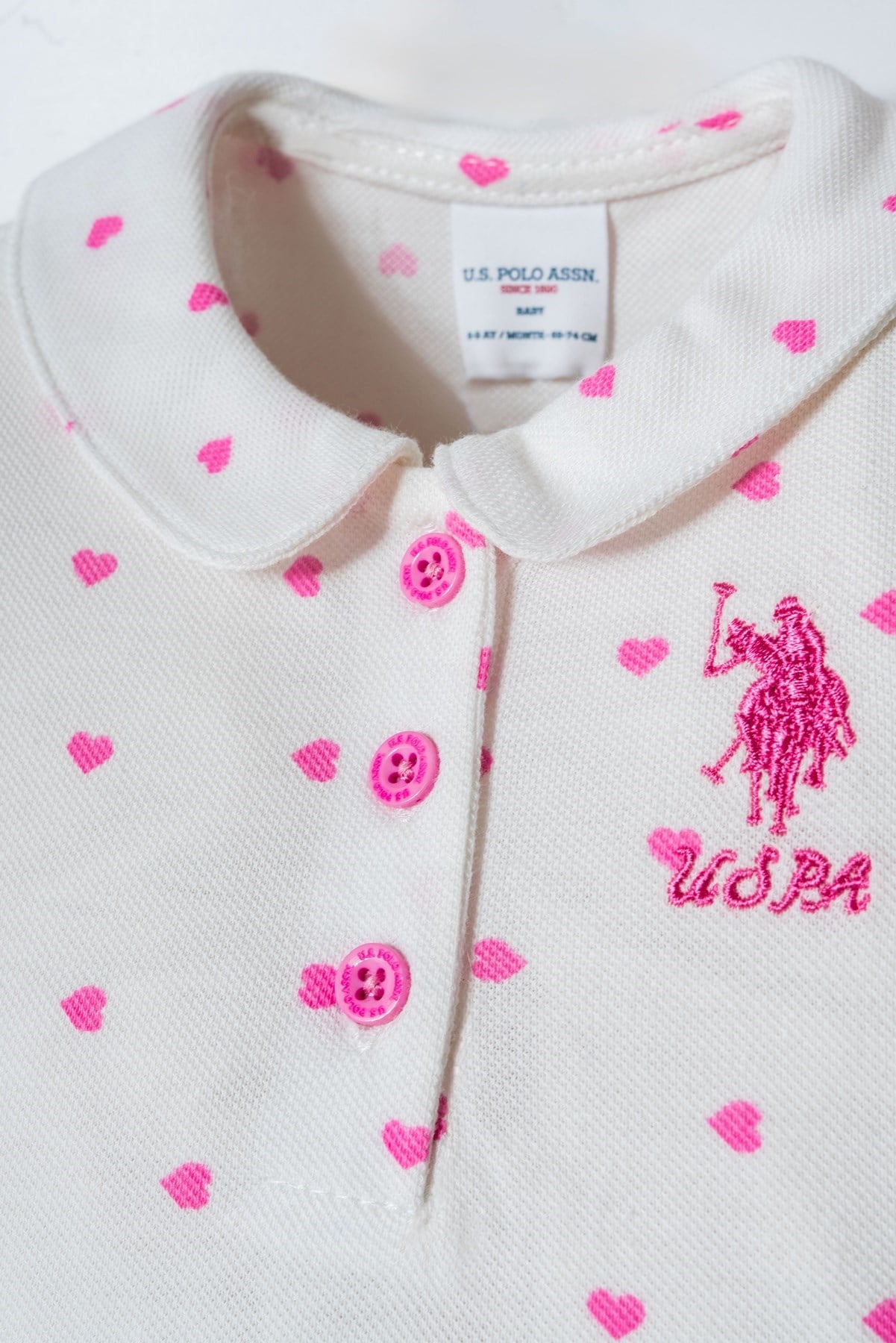 U.s Polo Assn. Kız Bebek Polo Yaka Kalp Desenli Şortlu Takım 6-36 Ay EKRU