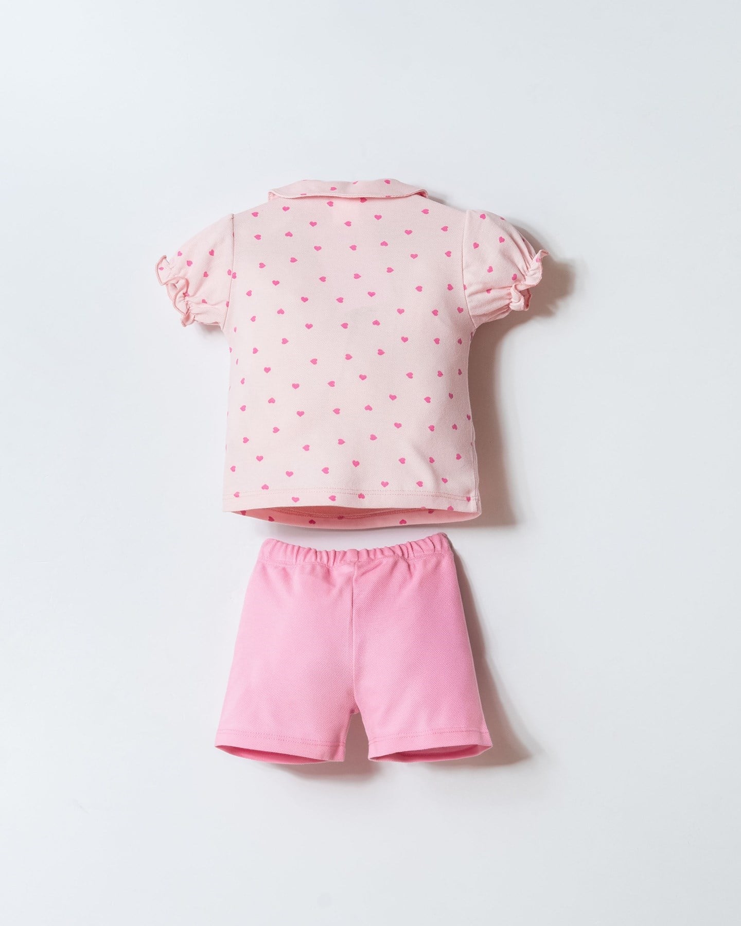 U.s Polo Assn. Kız Bebek Polo Yaka Kalp Desenli Şortlu Takım 6-36 Ay PEMBE