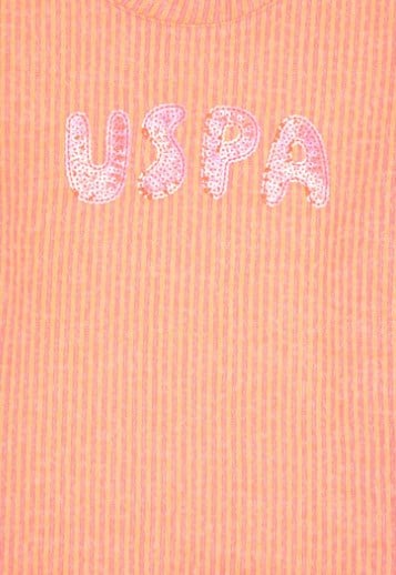 U.s Polo Assn. Kız Çocuk Uzun Kollu Bisiklet Yaka Tasarımı Yazı Baskı Detay Sweatshirt 4-12 Yaş PEMBE
