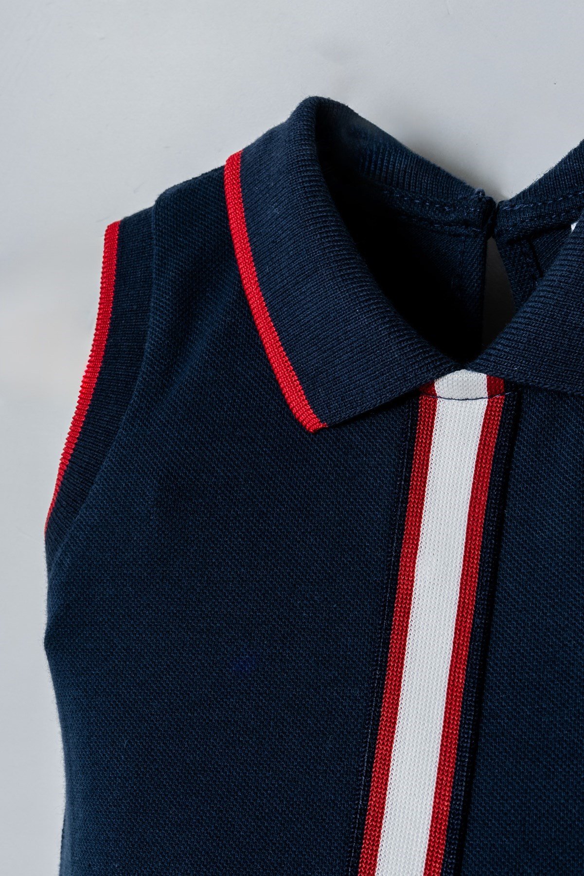 U.s Polo Assn. Kız Bebek Kolsuz Polo Yaka Ön Şerit Detaylı Pileli Elbise 6-36 Ay LACİVERT