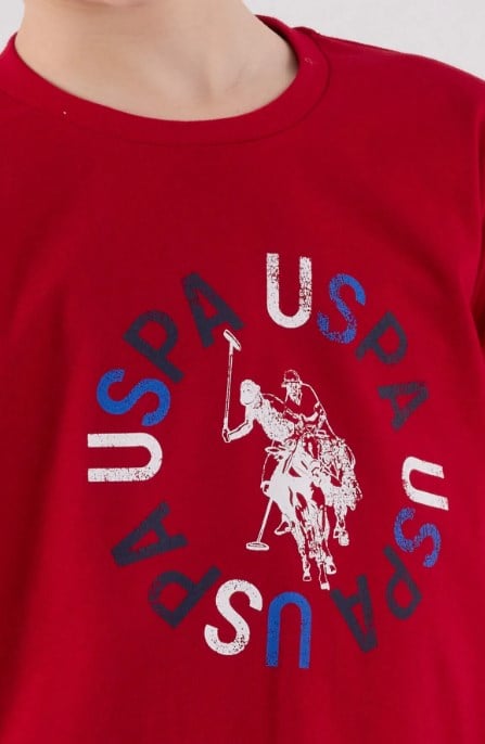 U.s Polo Assn.Erkek Çocuk Uzun Kollu Baskılı Pijama Takımıı 4-8 Yaş KIRMIZI