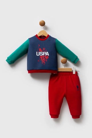 U.s Polo Assn. Erkek Bebek Uspa Yazı Detayı 2'Li Takım 6-36 Ay KOYU İNDİGO - YEŞİL