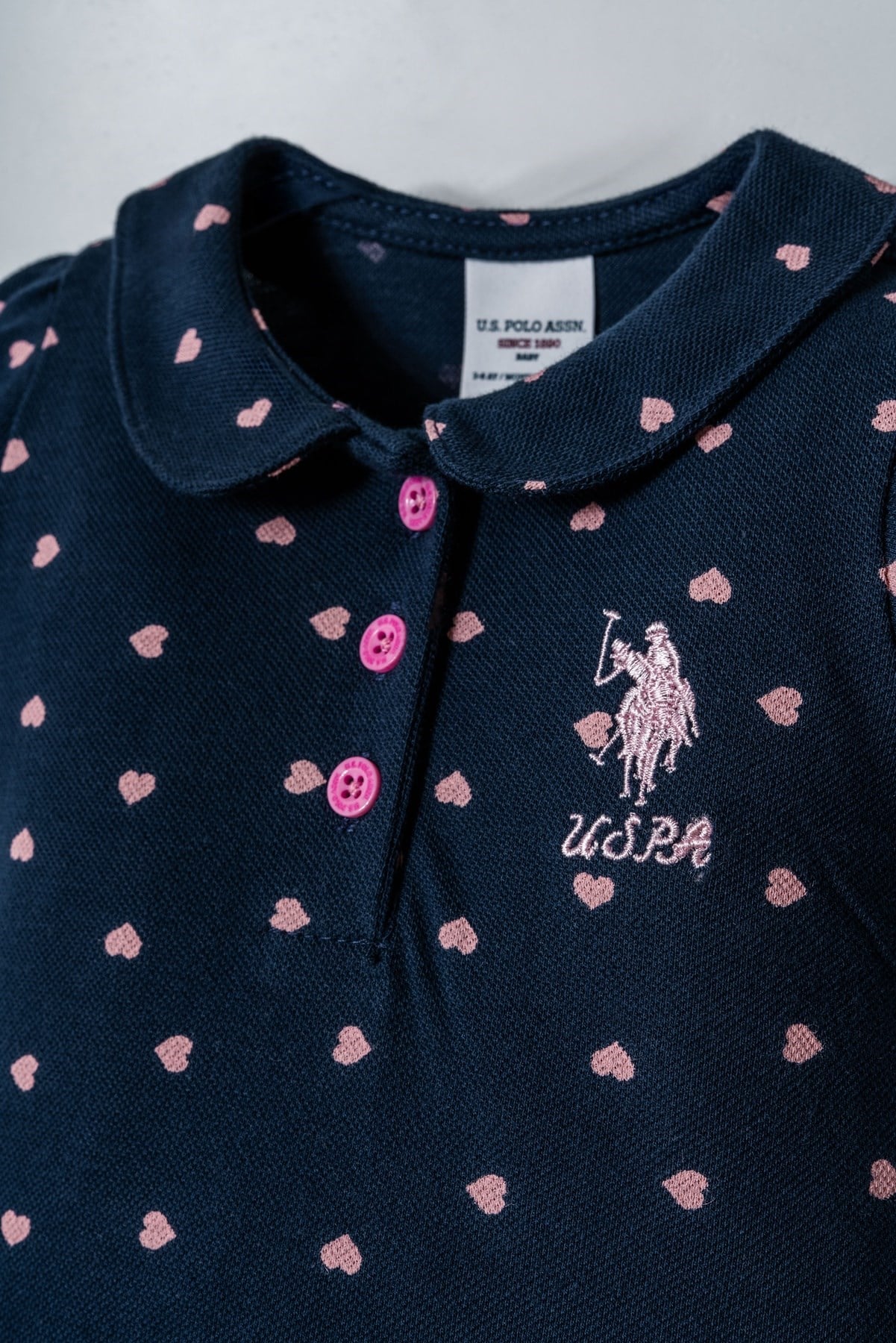 U.s Polo Assn. Kız Bebek Kalp Detaylı Tulum 3-36 Ay LACİVERT