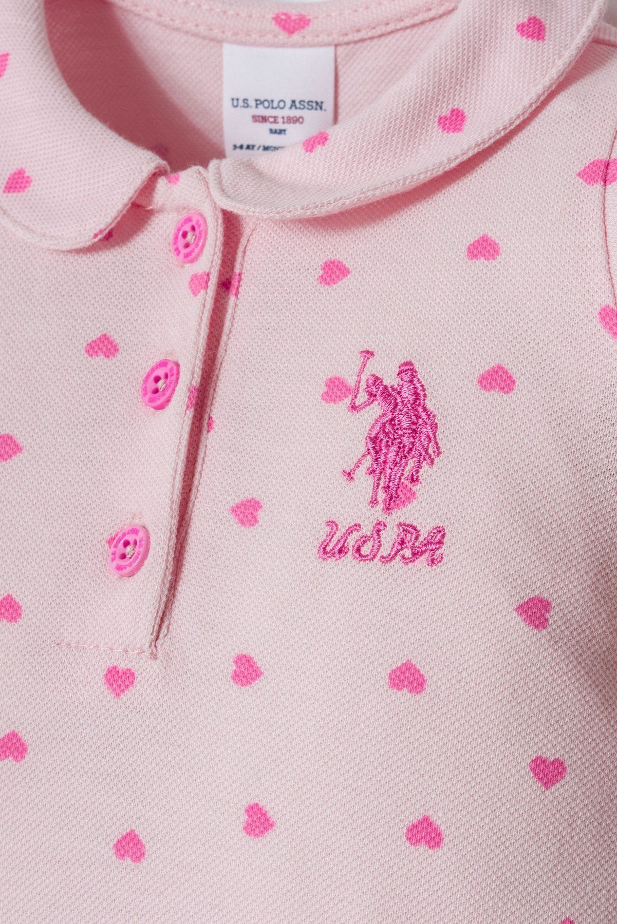U.s Polo Assn. Kız Bebek Kalp Detaylı Tulum 3-36 Ay PEMBE