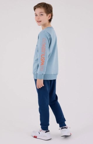 U.s Polo Assn. Erkek Çocuk Baskı Detaylı Uzun Kollu Bisiklet Yaka Sweatshirt 9-15 Yaş SOFT YEŞİL
