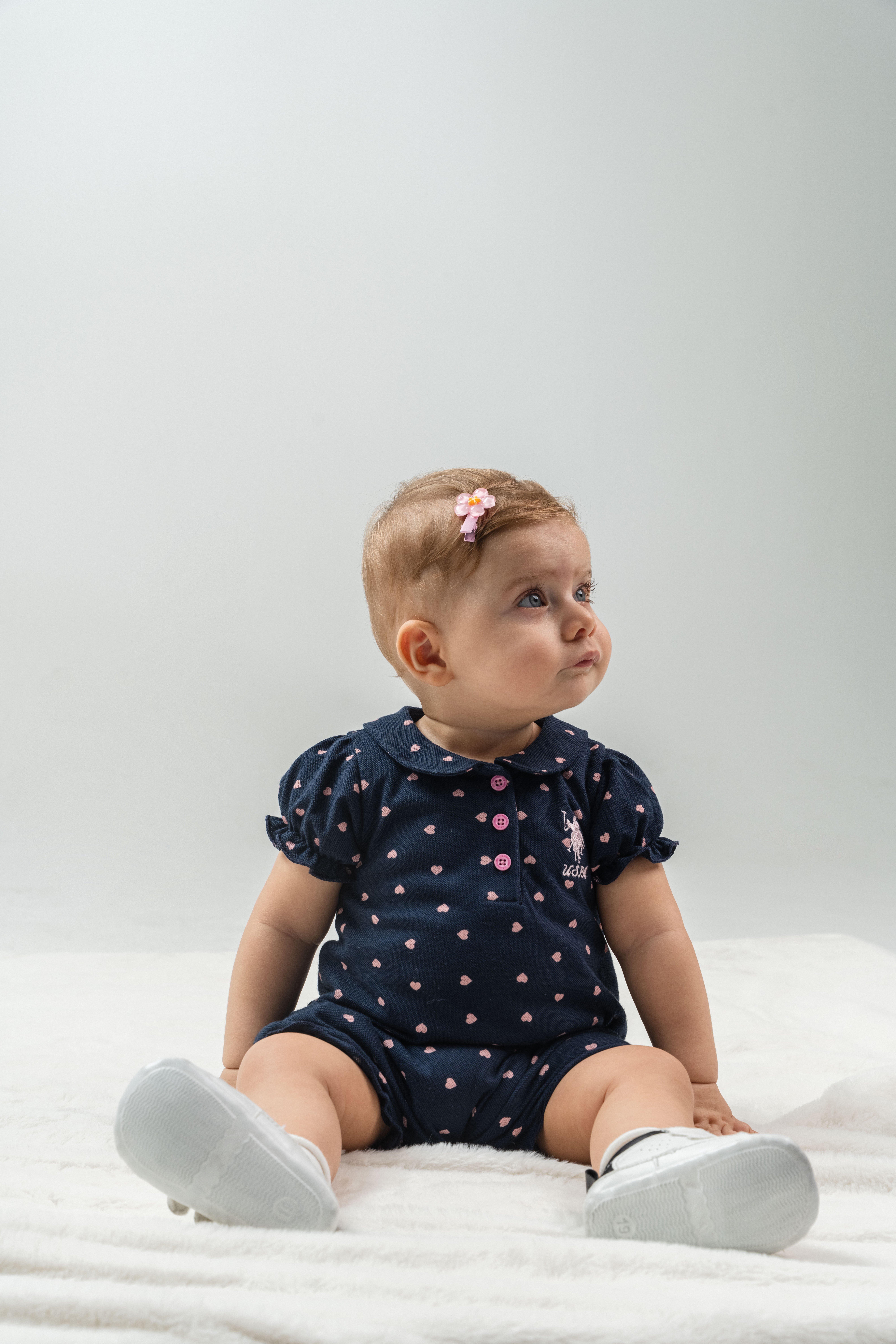 U.s Polo Assn. Kız Bebek Kalp Detaylı Tulum 3-36 Ay LACİVERT