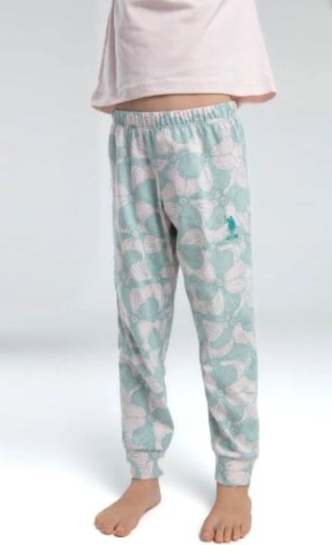 U.s Polo Assn. Kız Çocuk Çiçek Ve Yazı Baskı Detayı Desenli Uzun Alt Pijama Takımı 4-8 Yaş PUDRA