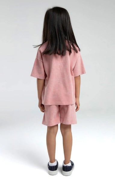 U.s Polo Assn.Kız Çocuk Düz Ve Tşört Ve Bermuda Takımı 4-8 Yaş RETRO PEMBE