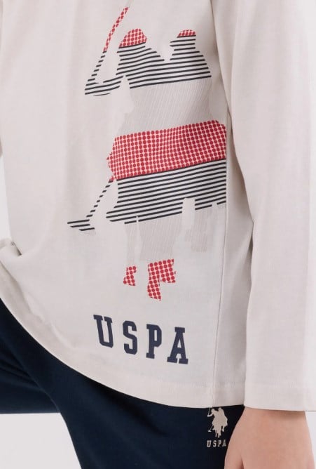 U.s Polo Assn.Erkek Çocuk Bisiklet Yaka Paça Lastikli Pijama Takımı 4-8 Yaş TAŞ