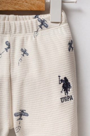 U.s Polo Assn.Erkek Bebek Mini Fiğür Baskı 2'Li Takım 6-36 Ay EKRU