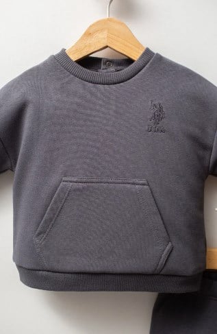U.s Polo Assn. Erkek Bebek Uzun Kollu Üst Ve Alt Parçadan Oluşan 2li Takım 6-36 Ay FÜME