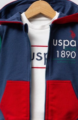 U.s Polo Assn. Erkek Bebek  Renk Bloklu Modern Görünüm 3 'Lü Takım 6-36 Ay KOYU İNDİGO - YEŞİL