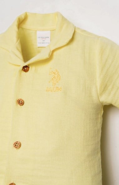 U.S Polo Assn. Kız Bebek Müslin Gömlek Pijama Takımı 6 Ay-3 Yaş SARI