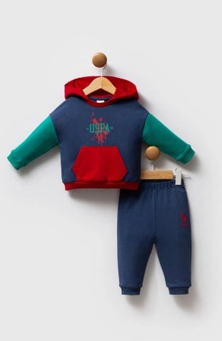 U.s Polo Assn. Erkek Bebek Renk Bloklu 2'Li Takım 6-36 Ay KOYU İNDİGO - YEŞİL