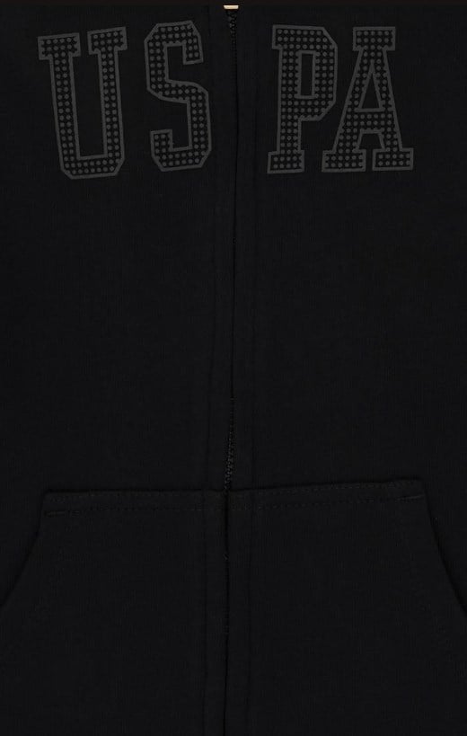 U.s Polo Assn. Kız Çocuk Kapüşonlu Önü Fermuarlı Rahat Kesim Sweatshirt  3-14 Yaş SİYAH